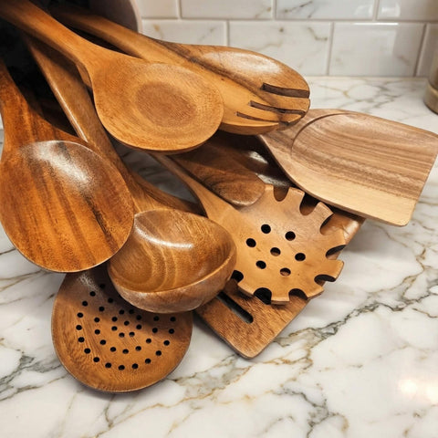 Wood Kitchen Utensil Set | Natural Wood - 5 Piece Set